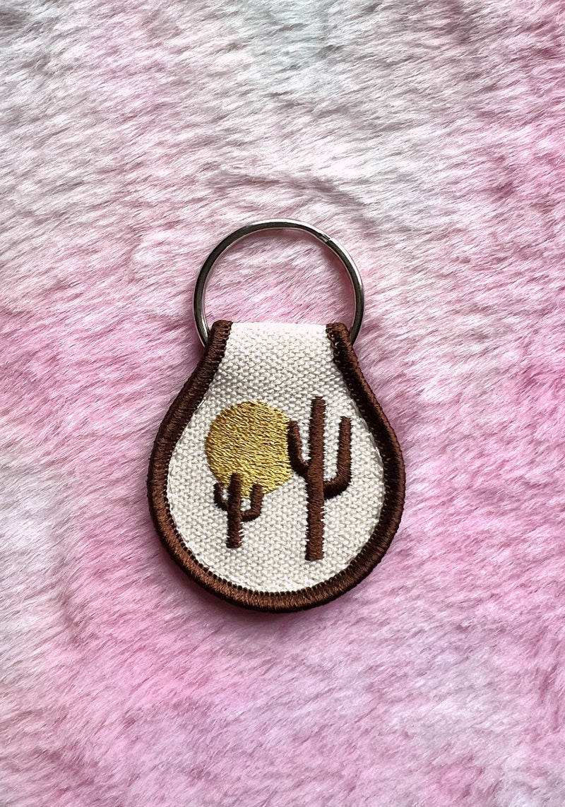 Desert Vibes Patch Keychain by Three Potato Four brown cactus desert