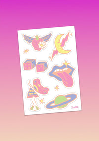 Girlypop Flash Tattoo Sticker Sheet by kaeraz butterfly crescent moon dice