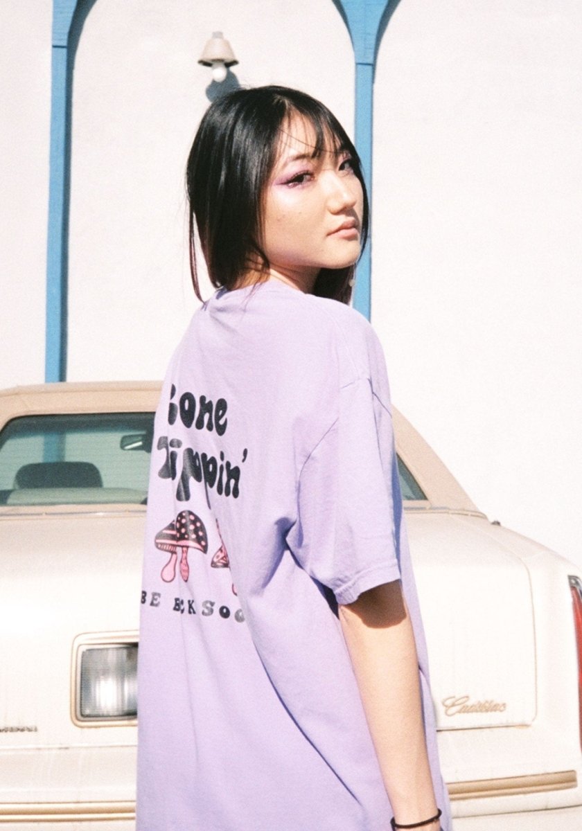 Gone Trippin' Violet Mushroom Tee by kaeraz 70s 70s style fishin