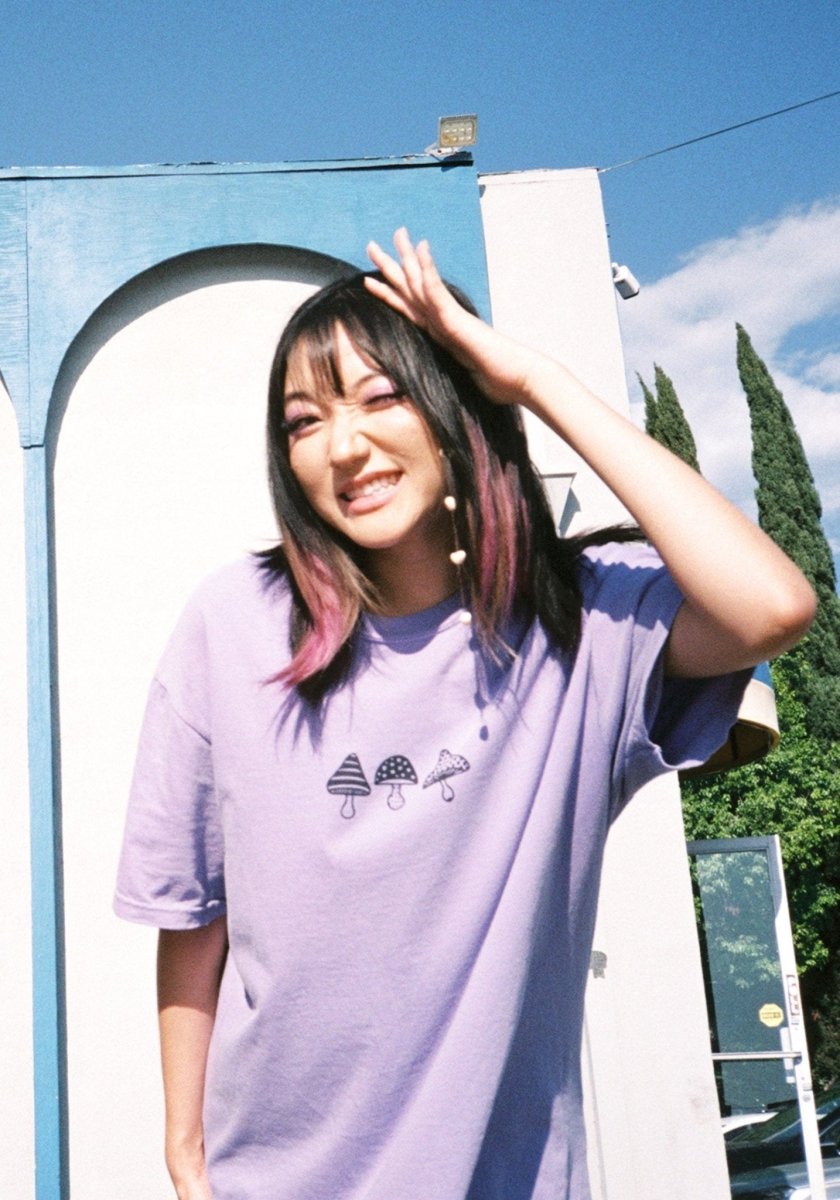 Gone Trippin' Violet Mushroom Tee by kaeraz 70s 70s style fishin