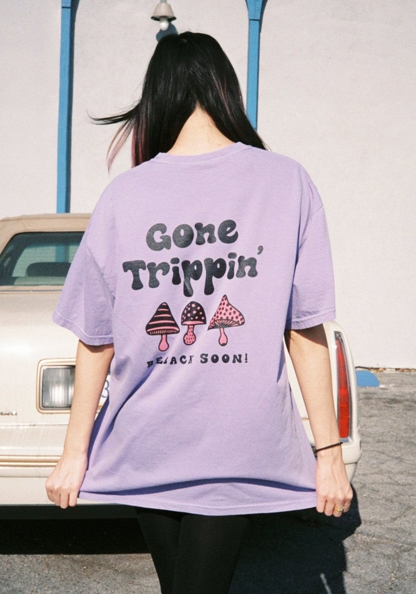 Gone Trippin' Violet Mushroom Tee by kaeraz 70s 70s style fishin