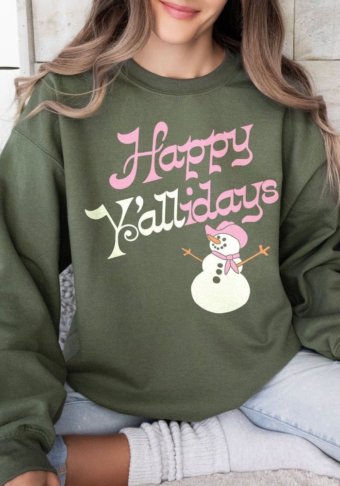 Happy Y'allidays Sweatshirt by kaeraz christmas cowgirl happy holidays