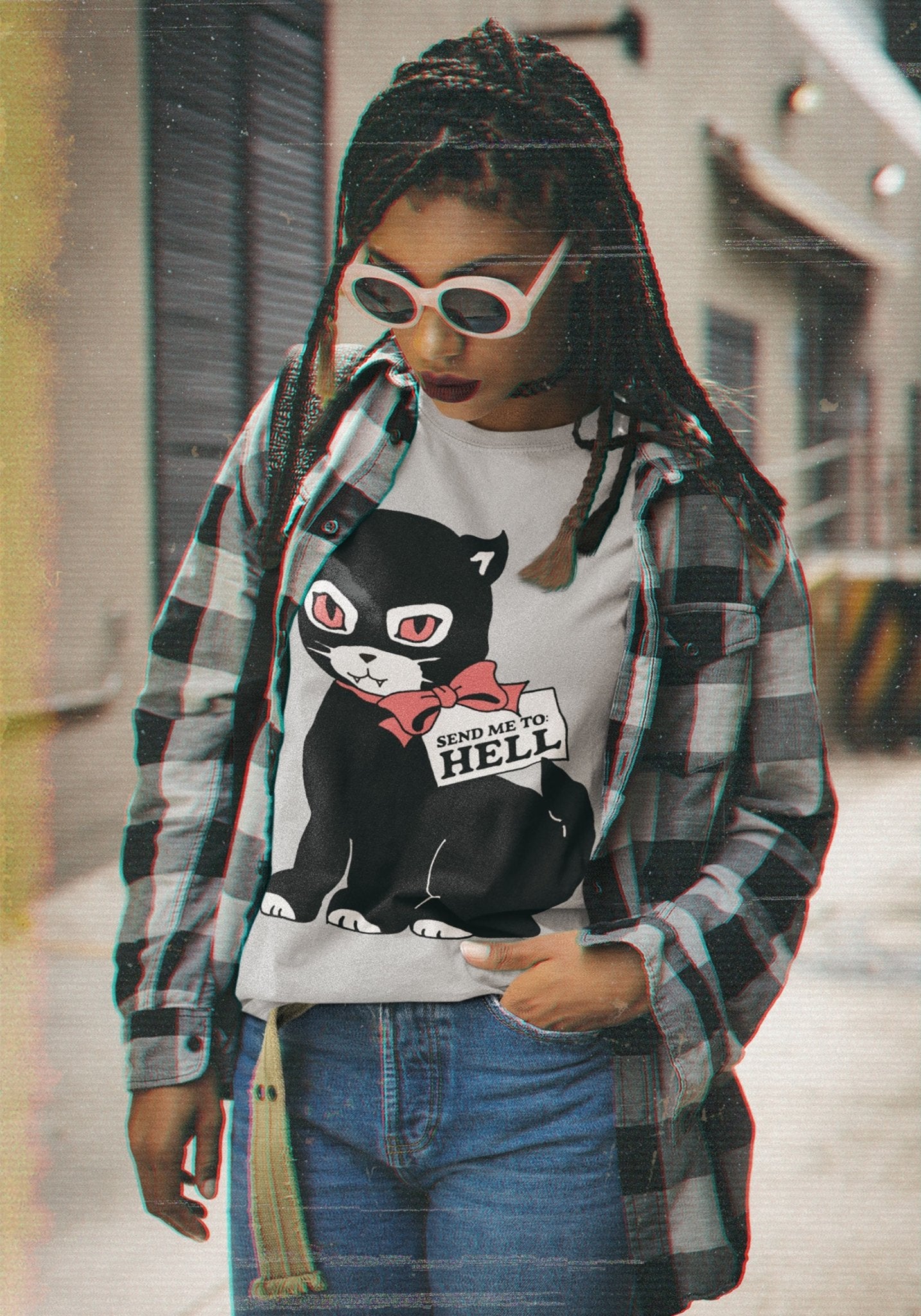 Hell Kitten Tee by kaeraz black cat bow cat