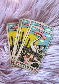 Honk Tonk Goose Tarot Card Sticker by kaeraz bird cactus cowboy