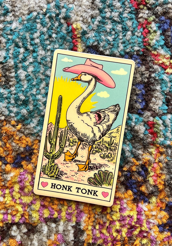 Honk Tonk Goose Tarot Card Sticker by kaeraz bird cactus cowboy