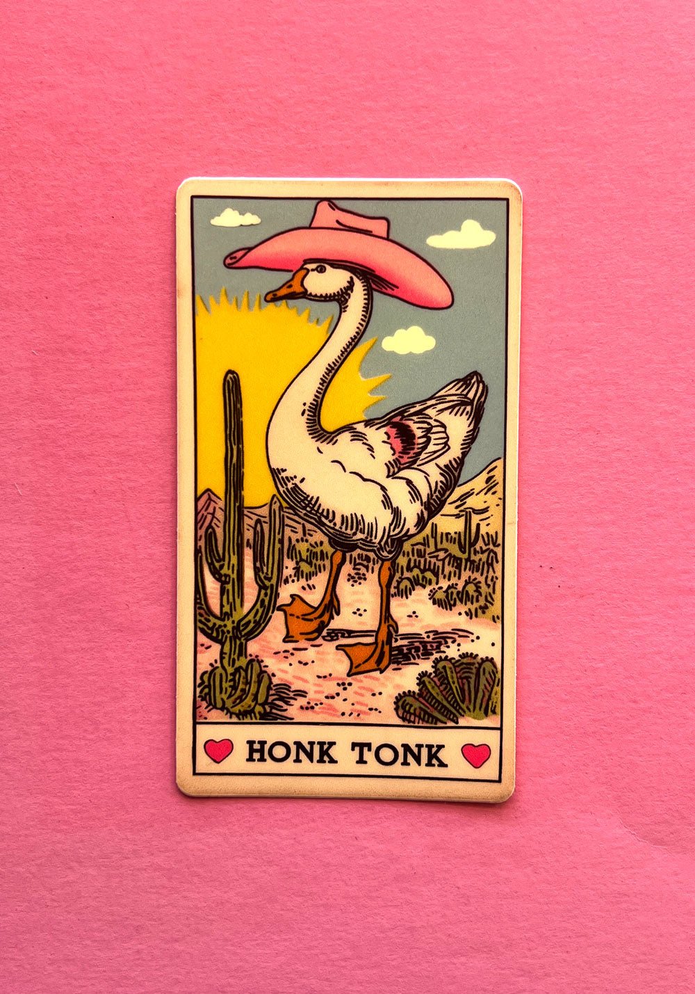 Honk Tonk Goose Tarot Card Sticker by kaeraz bird cactus cowboy