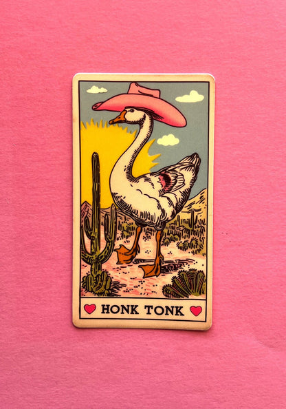 Honk Tonk Goose Tarot Card Sticker by kaeraz bird cactus cowboy