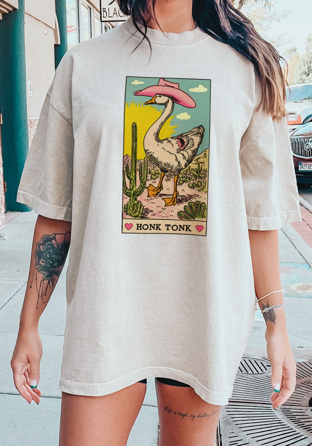 Honk Tonk Goose Tarot Card Tee by kaeraz cowboy hat cowgirl desert