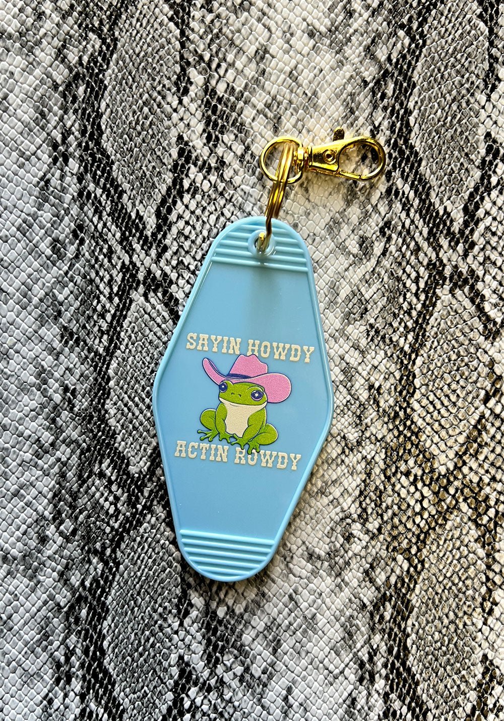 Howdy N' Rowdy Frog Motel Keychain by kaeraz cowboy cowboy hat cowgirl