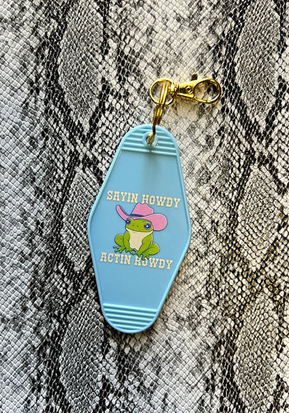 Howdy N' Rowdy Frog Motel Keychain by kaeraz cowboy cowboy hat cowgirl