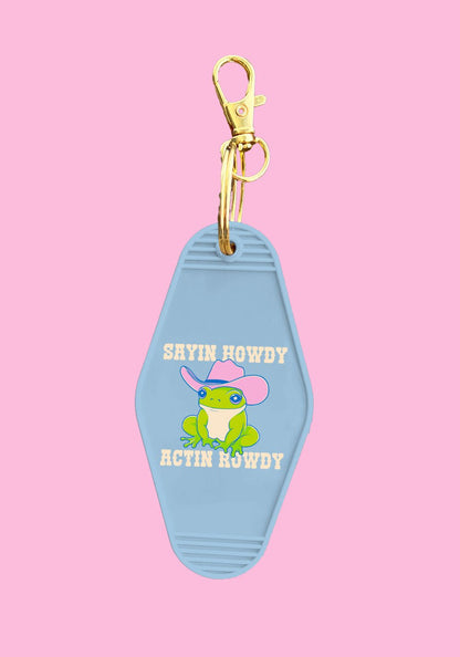 Howdy N' Rowdy Frog Motel Keychain by kaeraz cowboy cowboy hat cowgirl