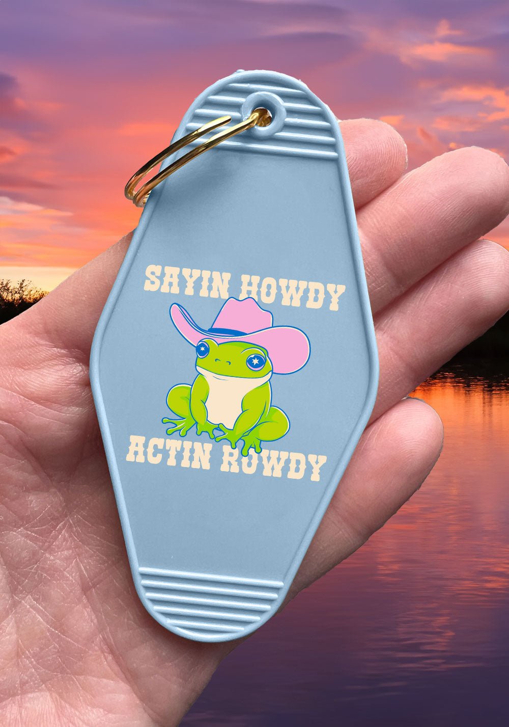 Howdy N' Rowdy Frog Motel Keychain by kaeraz cowboy cowboy hat cowgirl