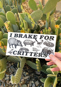 I Brake For Critters Bumper Sticker by kaeraz animal arizona armadillo