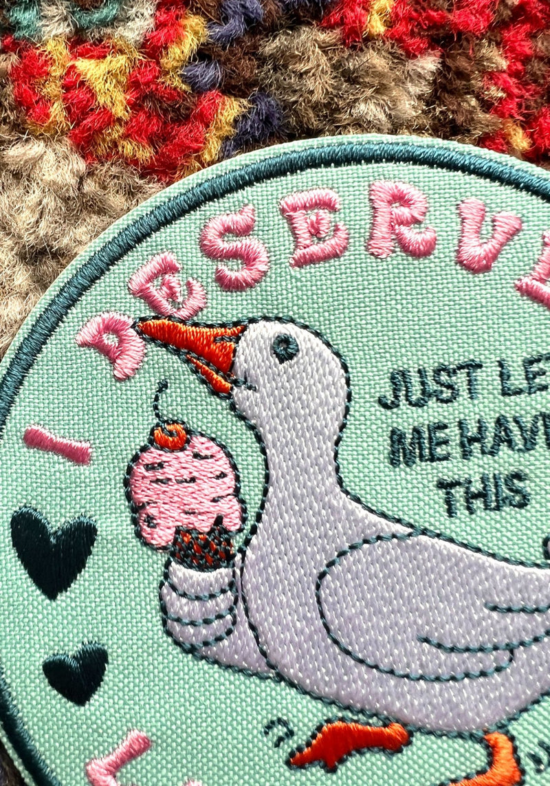 I Deserve A Lil Treat Embroidered Patch by kaeraz duck duckling ducks