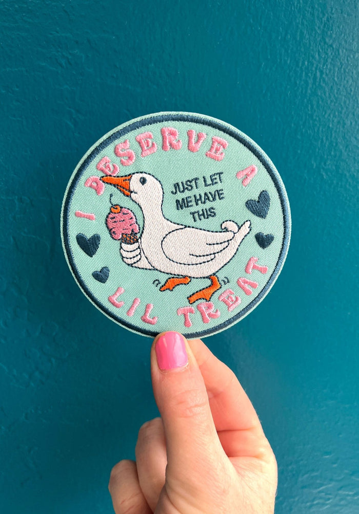I Deserve A Lil Treat Embroidered Patch by kaeraz duck duckling ducks
