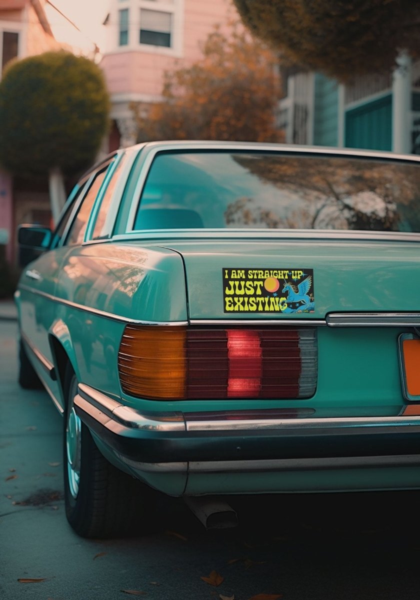 Just Existing Unicorn Bumper Sticker by kaeraz exist existential fantasy