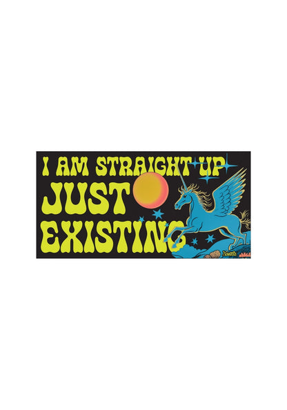 Just Existing Unicorn Bumper Sticker by kaeraz exist existential fantasy