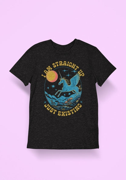Just Existing Unicorn Tee by kaeraz 70s black light fantasy