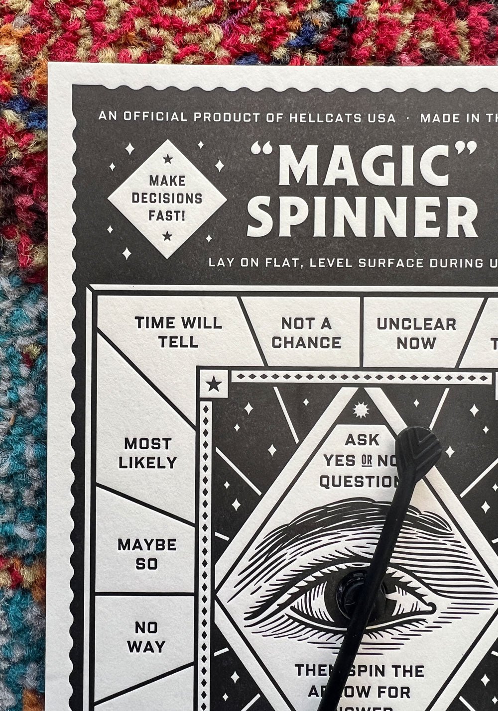 Letter Press Magic Spinner Board by Hellcats USA eye magic mood
