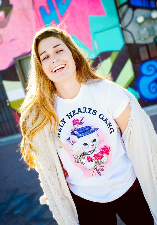 Lonely Hearts Gang Tee by kaeraz cat flower galentines