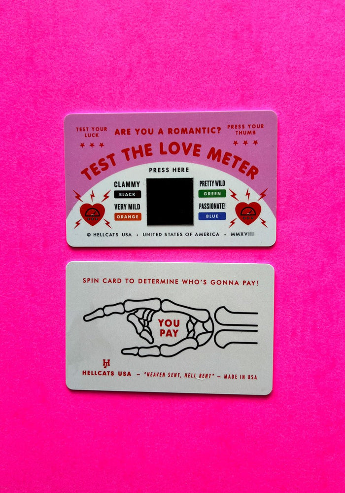 Love Test Mood Card Heat Activated by Hellcats USA cupid hearts love