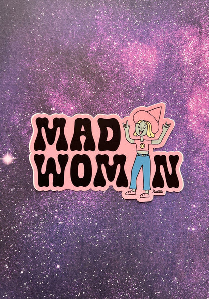 Mad Woman Sticker by kaeraz feminist pointy hat witch