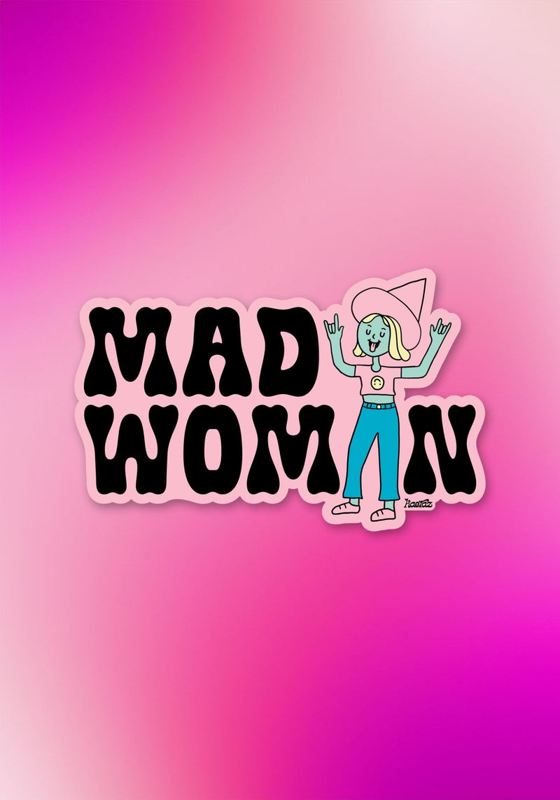 Mad Woman Sticker by kaeraz feminist pointy hat witch