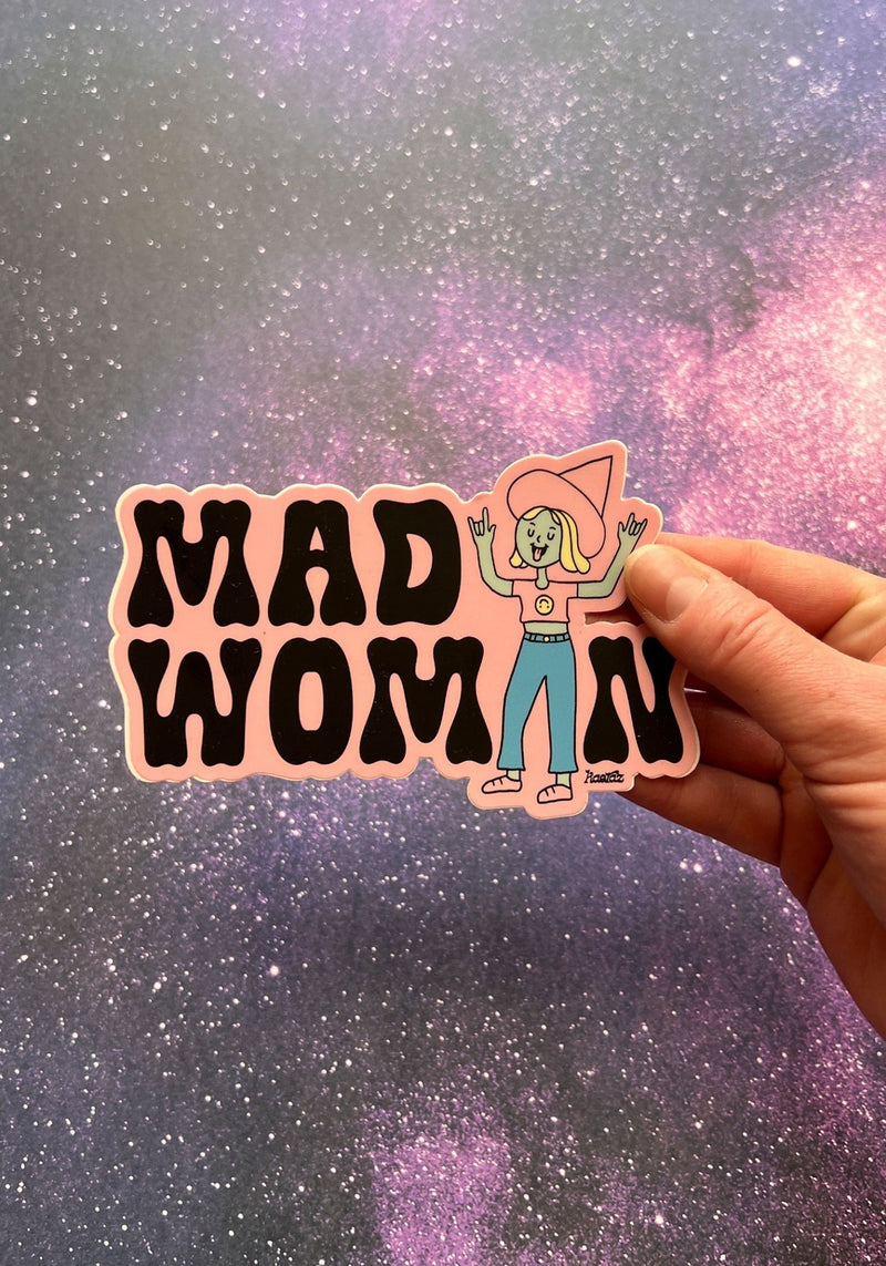 Mad Woman Sticker by kaeraz feminist pointy hat witch