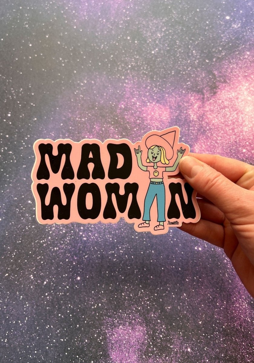 Mad Woman Sticker by kaeraz feminist pointy hat witch