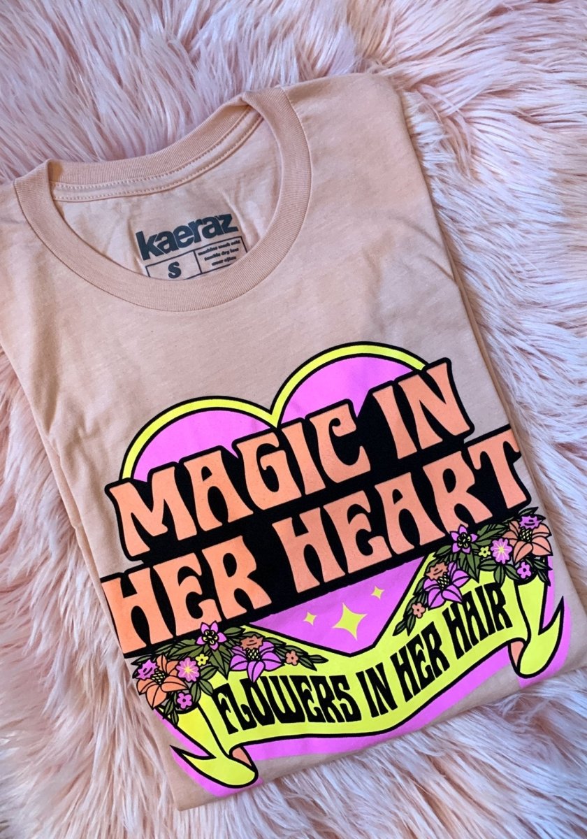 Magic In Her Heart Tee by kaeraz 80s band flowers