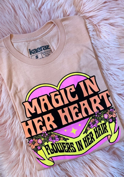 Magic In Her Heart Tee by kaeraz 80s band flowers