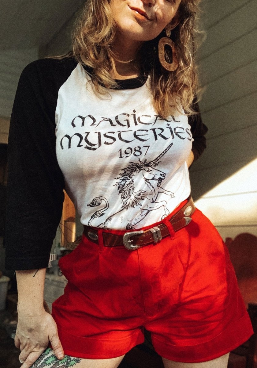 Magical Mysteries Raglan Tee by kaeraz 70's dnd fantasy