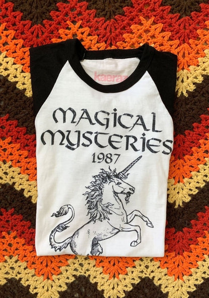 Magical Mysteries Raglan Tee by kaeraz 70's dnd fantasy