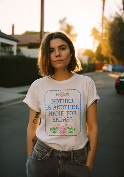 Mother Badass Tee by kaeraz bad ass cross stitch embroidery