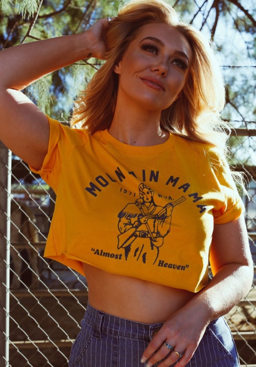 Mountain Mama Tee by kaeraz gold gun heaven