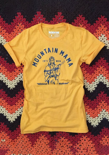 Mountain Mama Tee by kaeraz gold gun heaven