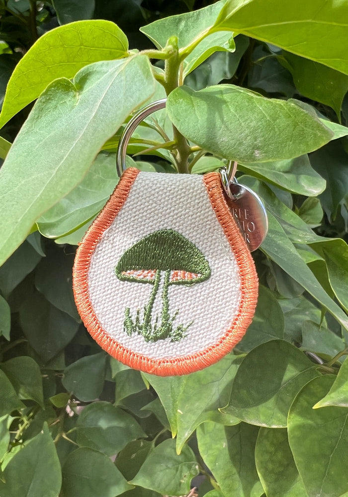 Mushroom Patch Keychain by Three Potato Four cottagecore earth embroidery