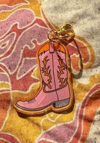 Pink Cowgirl Acrylic Keychain by Sundae Sisters Co boot boots country