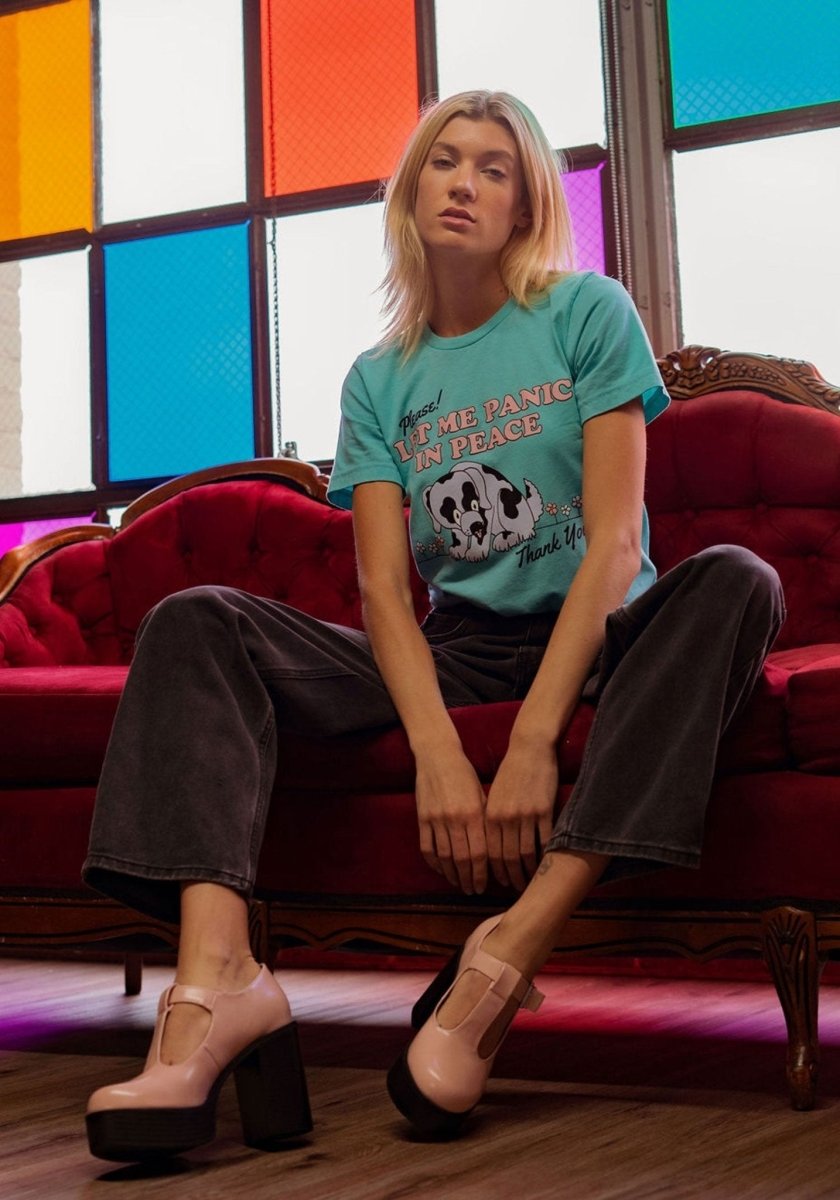 Please Let Me Panic Tee by kaeraz 70s animal dog