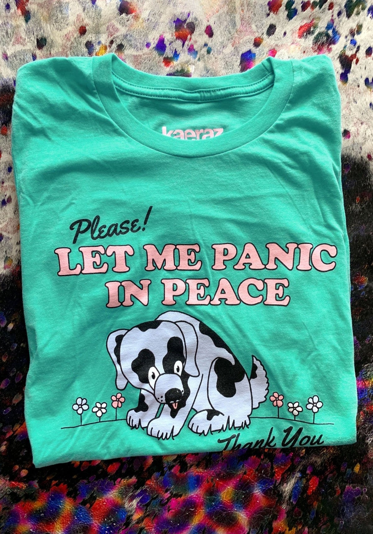 Please Let Me Panic Tee by kaeraz 70s animal dog