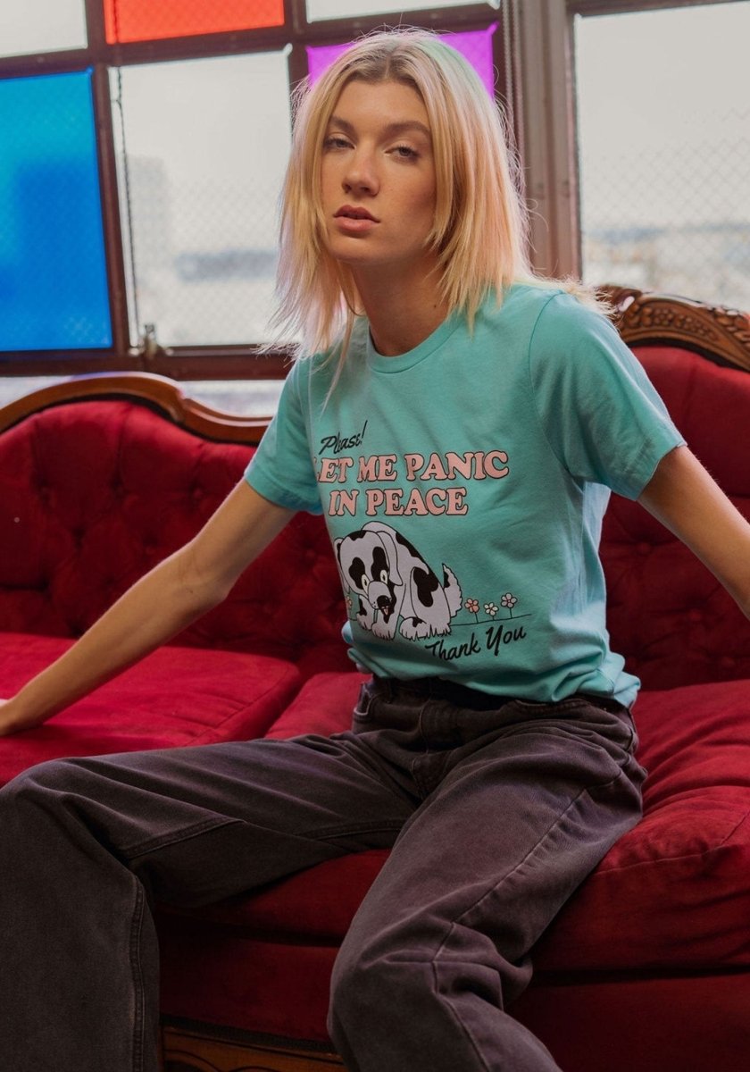 Please Let Me Panic Tee by kaeraz 70s animal dog