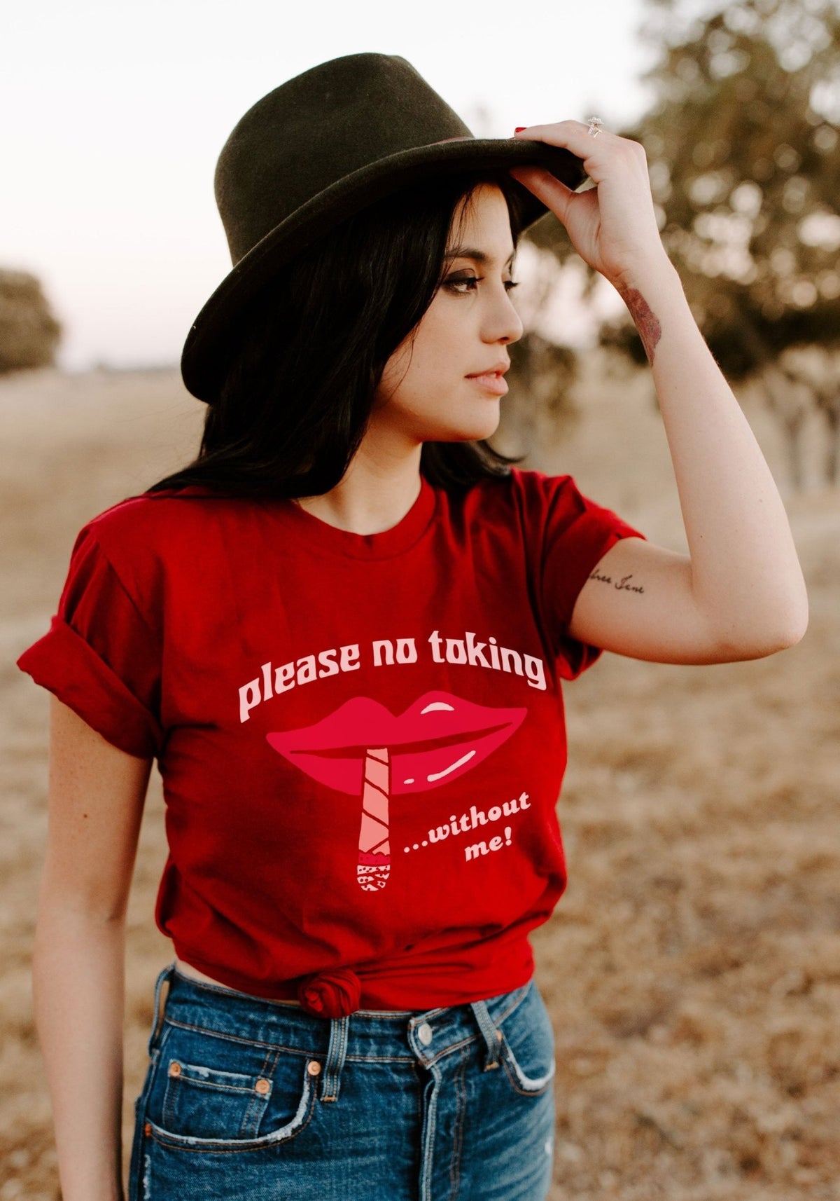 Please No Toking Tee by kaeraz 70s joint lips
