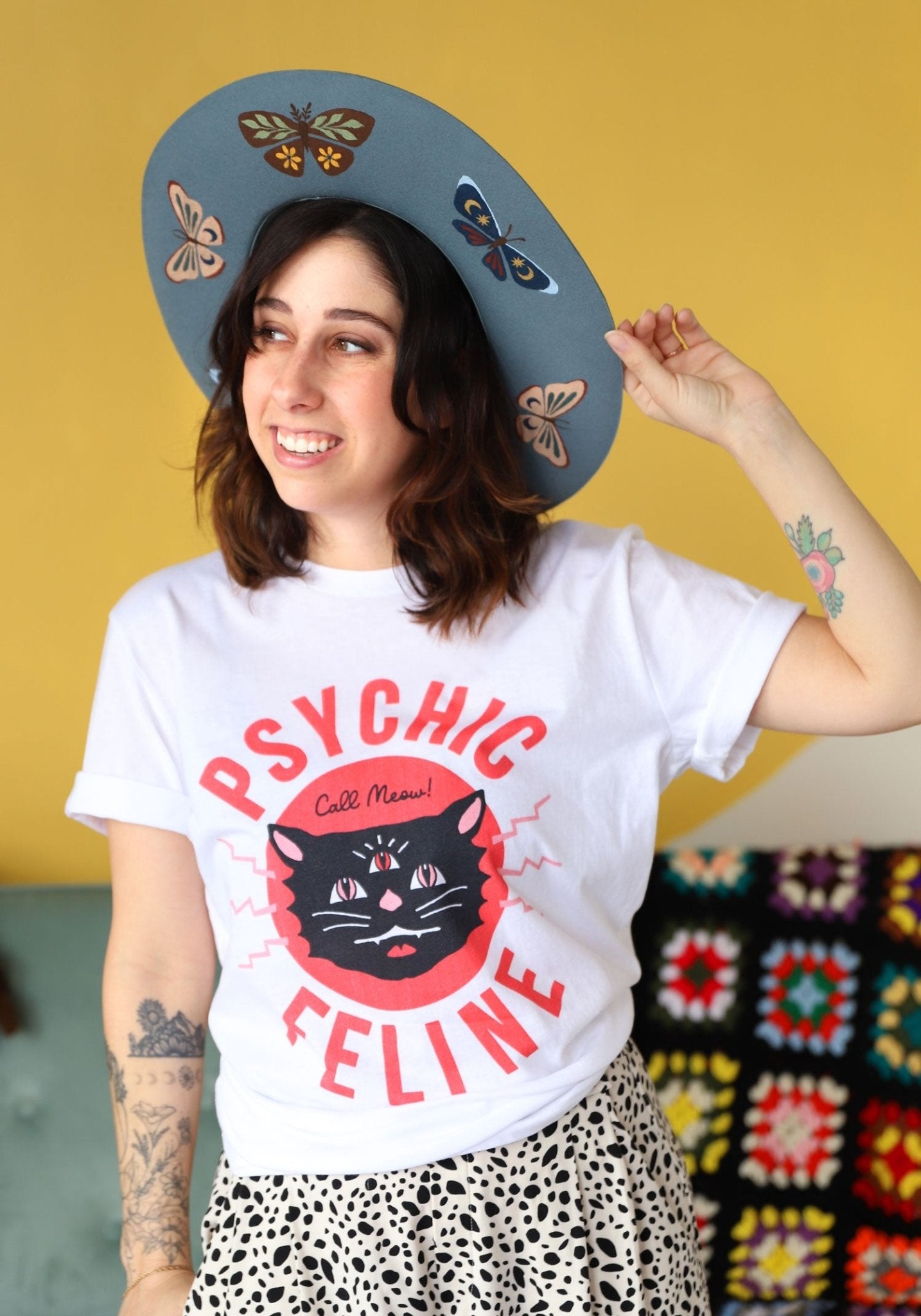 Psychic Feline Tee by kaeraz black cat cat halloween