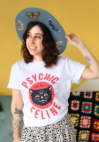 Psychic Feline Tee by kaeraz black cat cat halloween