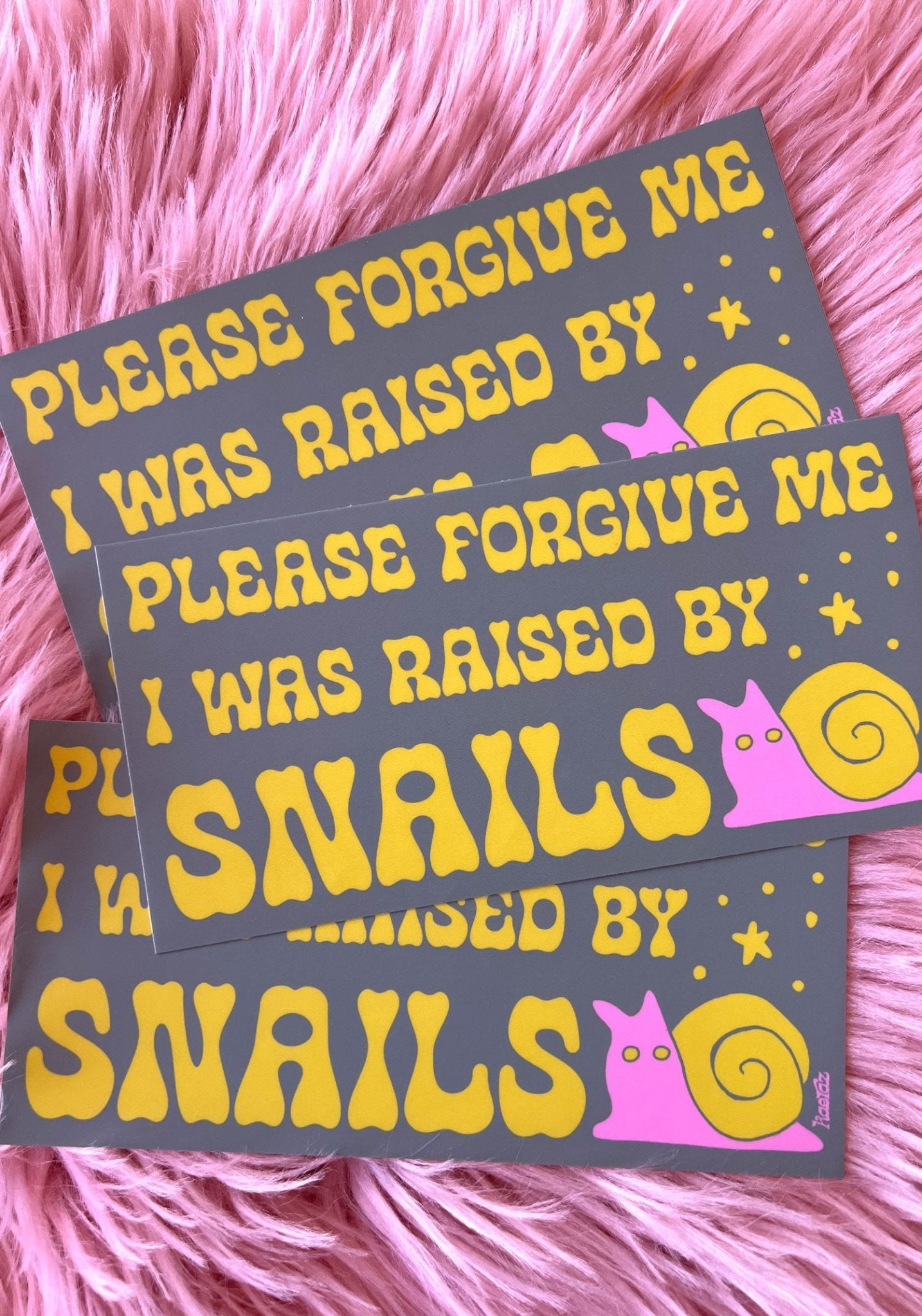 Raised By Snails Bumper Sticker by kaeraz fantasy slow slug