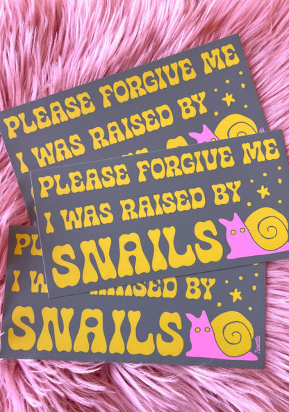 Raised By Snails Bumper Sticker by kaeraz fantasy slow slug