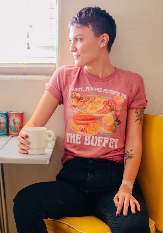 Return to the Buffet Tee by kaeraz 60s 70s bacon