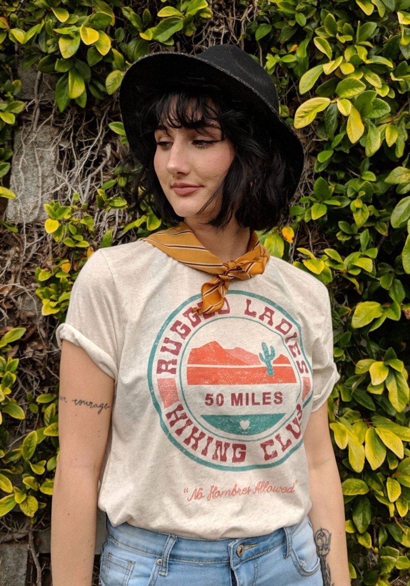 Rugged Ladies Hiking Club Tee by kaeraz arizona cowgirl tee desert