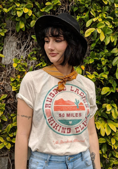 Rugged Ladies Hiking Club Tee by kaeraz arizona cowgirl tee desert