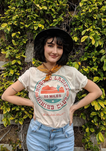 Rugged Ladies Hiking Club Tee by kaeraz arizona cowgirl tee desert
